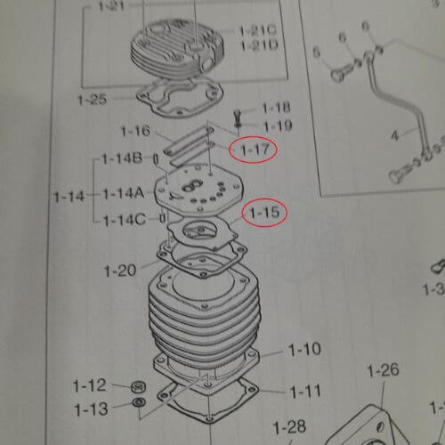 Suppap Ron quy lát Doosan Daewoo bơm hơi động cơ 